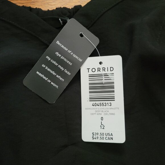 NWT TORRID | Seersucker Sleeveless Bralette Crop Tank Top | Sz. 0/L/12 - Picture 6 of 9